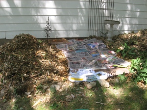 Newspaper layer of sheet mulch